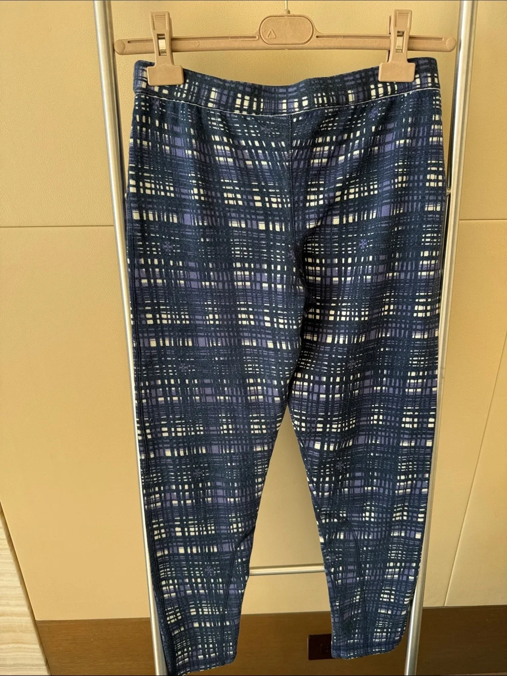 Tory Burch Women’s Navy Plaid Stretch Chinos